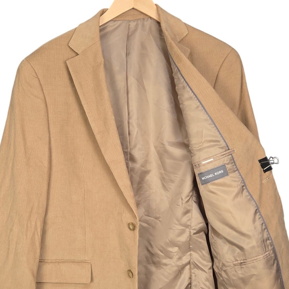 Michael Kors Corduroy Blazer Men 42L Camel Tan Modern Fit Sport Coat Kordell New